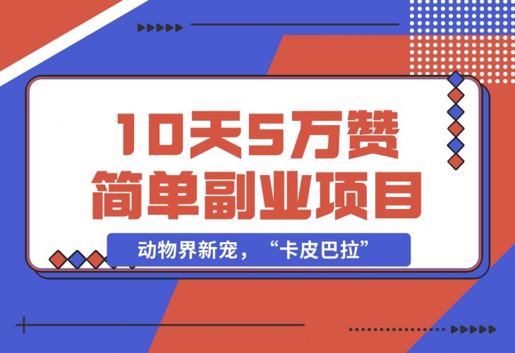 【2024.12.01】动物界新宠，“卡皮巴拉”是什么东西，10天5万赞，萌翻一片，管道收益，简单副业项目-岩肖