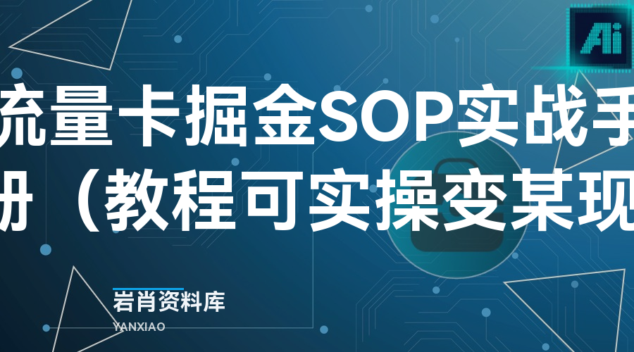 流量卡掘金SOP实战手册 (教程可实操变某现)-岩肖