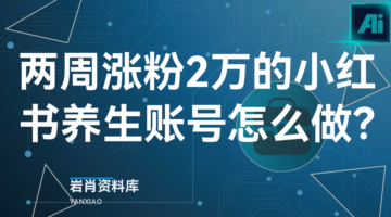 两周涨粉 2万 的小红书养生账号怎么做？-岩肖